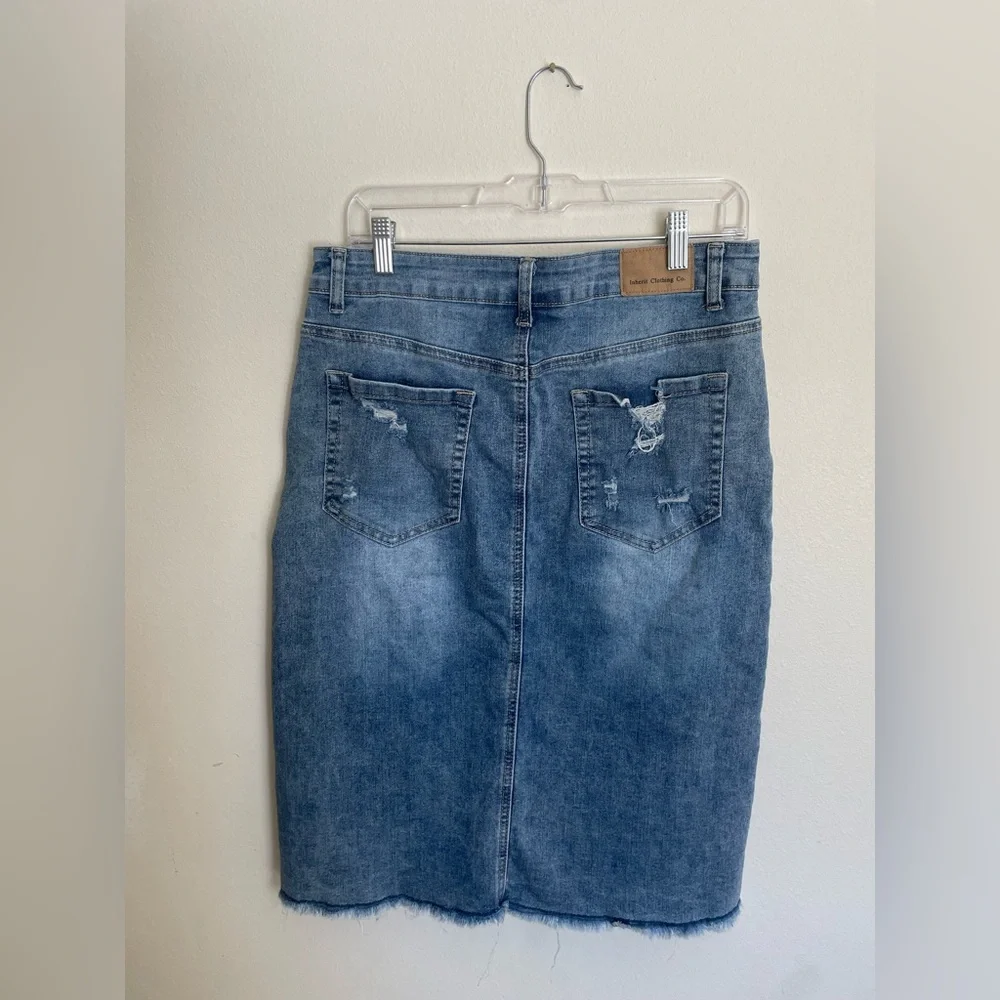 High Rise Denim Midi Skirt- EUC - Picture 4 of 6